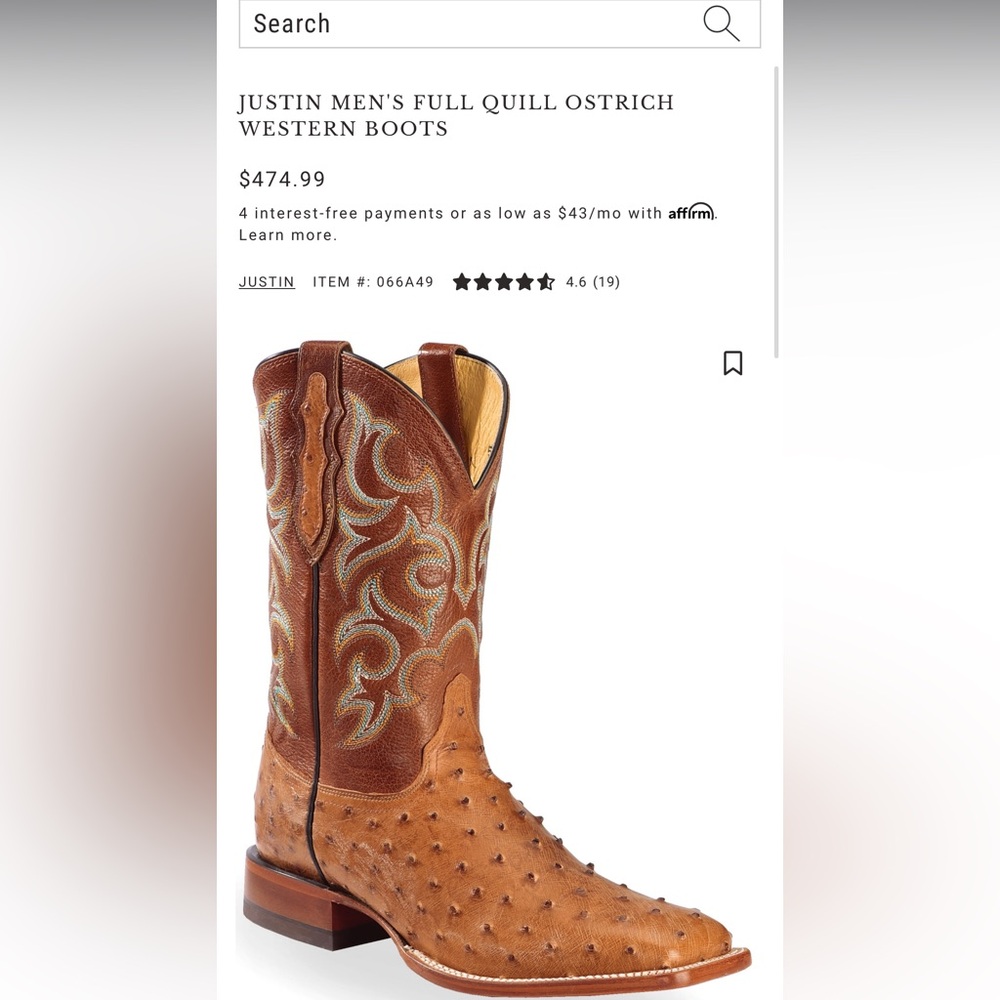 Mens Justin cowboy boots size 12